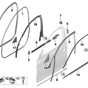 BMW 5 Touring G31 Front Left Door Column B Cover 51337390121 ORIGINAL