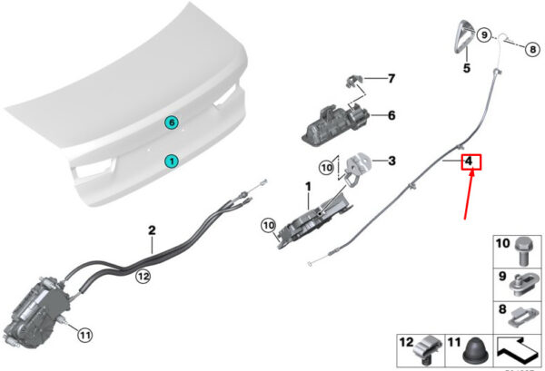 BMW 3 G20 Emergency Unlocking Bowden Cable 51497430621 ORIGINAL