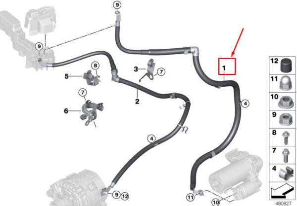 BMW 3 G20 Starter-Base B+ Cable 12428485064 ORIGINAL