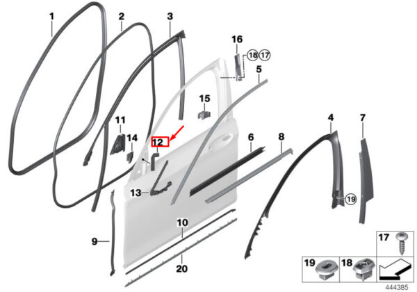 BMW 7 G11 Right Door Acoustic Foam Part 51717449944 ORIGINAL