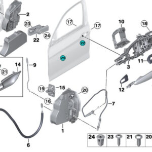 BMW 2 F22, F87 Front Right Door Lock Cylinder 51217310728 7310728 ORIGINAL