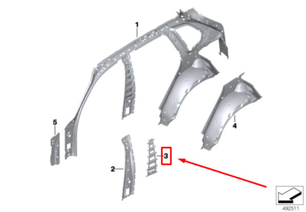 BMW X7 G07 Right Inner Body B-Pillar Bracket 9481364 41009481364 ORIGINAL