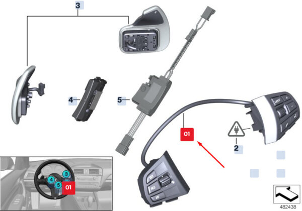 BMW X3 F25 Steering Wheel Multifunction Switches 61319270258 ORIGINAL