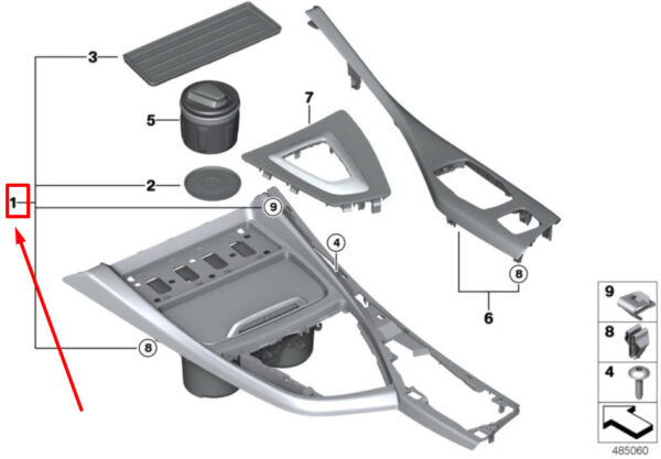 BMW 2 F23 Center Console Trim W/Cup Holder 6993607 51166993607 ORIGINAL