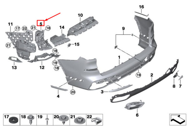 BMW X7 G07 Rear Inner Right Bumper Locator 51128069902 ORIGINAL