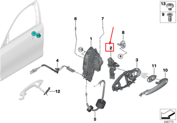 BMW 3 G20 Left Outside Door Handle Support Adapter 51217449557 ORIGINAL