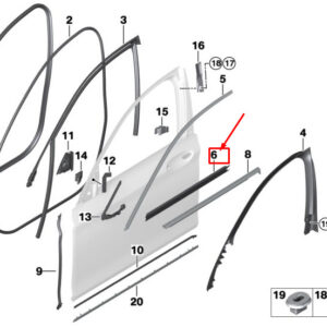 BMW 7 G11 Inner Front Left Window Channel Cover 51337336011 ORIGINAL