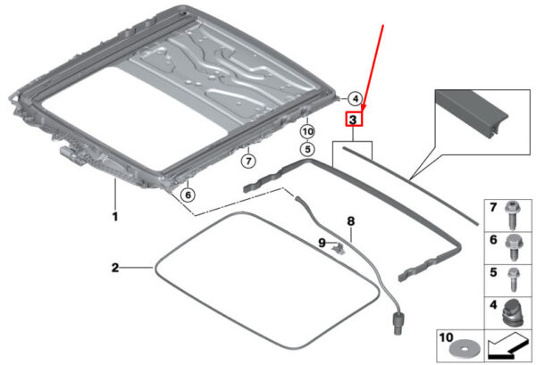 BMW 7 G11 Sunroof Seal 54107382989 ORIGINAL