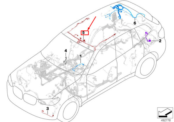BMW X3 G01 Roof Wiring Harness 61128720320 ORIGINAL
