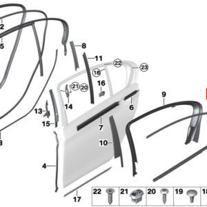 BMW 7 G11 Rear Right Door Window Frame Cover 51357437860 ORIGINAL