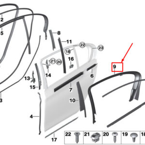 BMW 7 G11 Rear Right Door Window Frame Cover 51427357464 ORIGINAL
