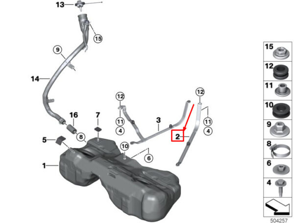 BMW 5 Touring G31 Fuel Tank Tension Strap 16117354283 ORIGINAL