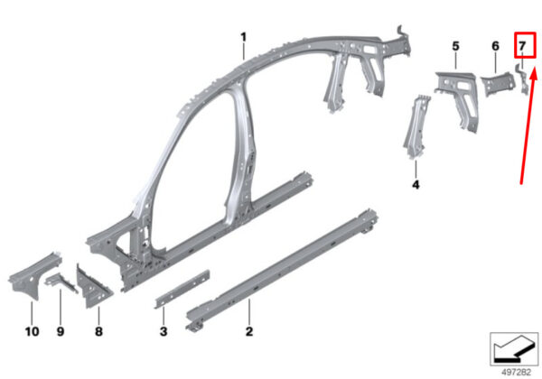 BMW 3 G20 Right Roof Side Rail Reinf. Bracket 7488104 41007488104 ORIGINAL