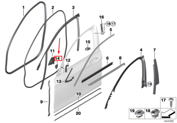 BMW 7 G11 Right A-Pillar Closing Panel Seal 51337336052 ORIGINAL