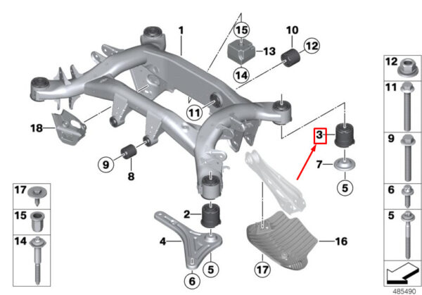 BMW X3 G01 Rear Axle Rear Rubber Mounting 33306868509 ORIGINAL