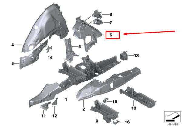 BMW X3 G01, F97 Rear Left C-Pillar Reinforcement 41007493947 7493947 ORIGINAL