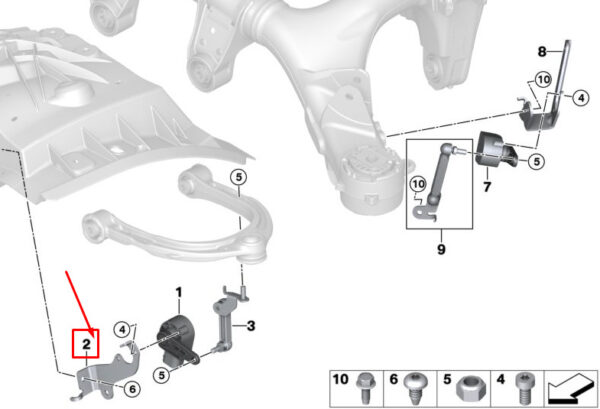 BMW 7 G11 Right Level Sensor Bracket 37146861330 ORIGINAL