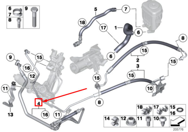 BMW 7 F01, F02 Active Steering Return Pipe 32416789451 6789451 ORIGINAL