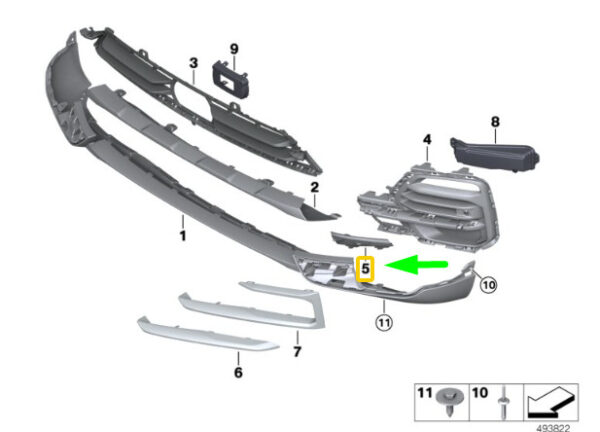 BMW X5 G05 Front Bumper Right Covering 7468204 51117468204 ORIGINAL