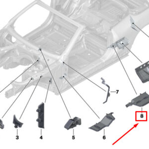 BMW 8 Cabrio G14,F91 Right B-Pillar Shaped Part 41007470848 7470848 ORIGINAL