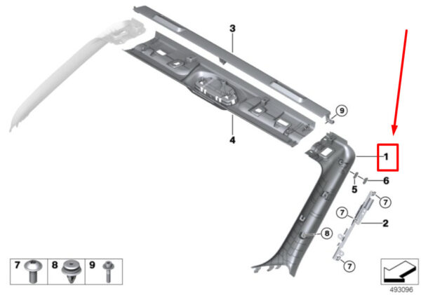 BMW Z4 G29 Right Column-A Cover 7456438 51437456438 ORIGINAL