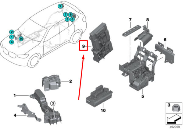 BMW X3 G01 Rear Power Distribution Box 6828075 61146828075 ORIGINAL