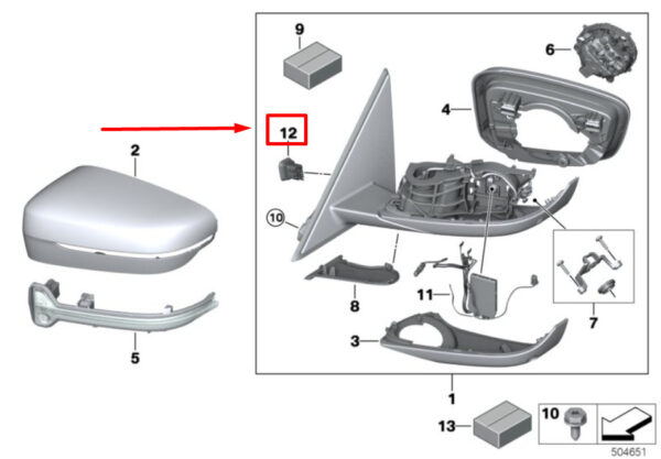 BMW 3 G20, G28 Outside Mirror Competition Plug 51167498236 7498236 ORIGINAL