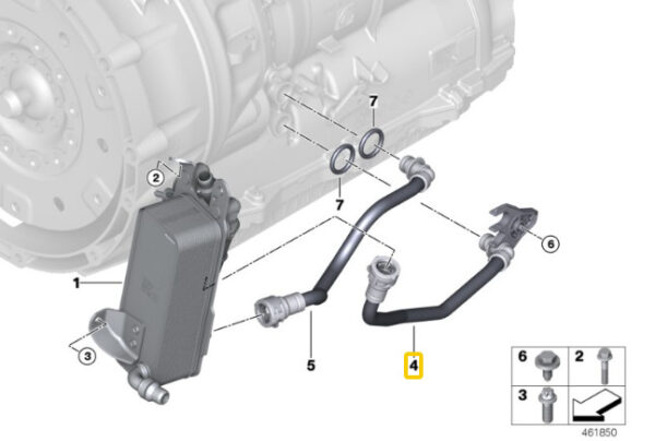 BMW 3 G20 Transmission Oil Cooler Flow Line 17228576824 ORIGINAL
