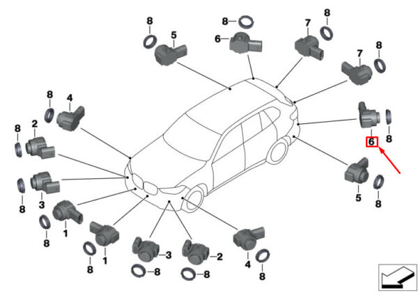 BMW X5 G05 PDC Parking Sensor 66209500114 ORIGINAL