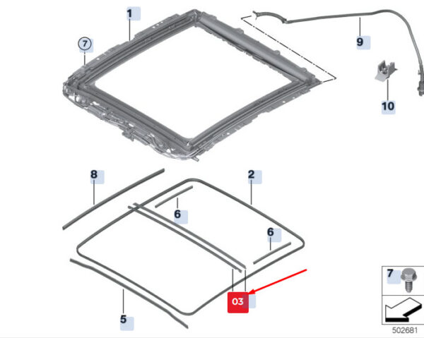 BMW X2 F39 Front Glass Lid Gasket 54107461204 7461204 ORIGINAL
