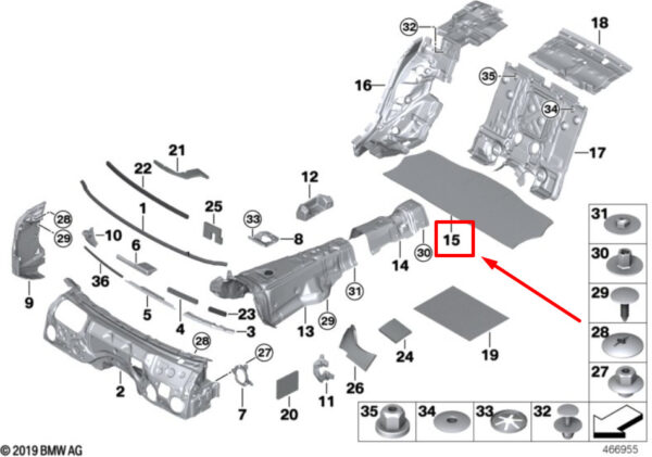 BMW 7 G11, G12 Rear Floor Sound Insulation 51487429725 7429725 ORIGINAL