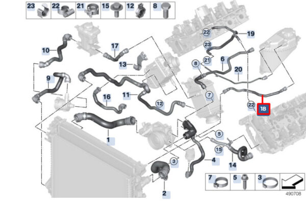 BMW X6 G06 Coolant Hose Pipe 17129894775 ORIGINAL