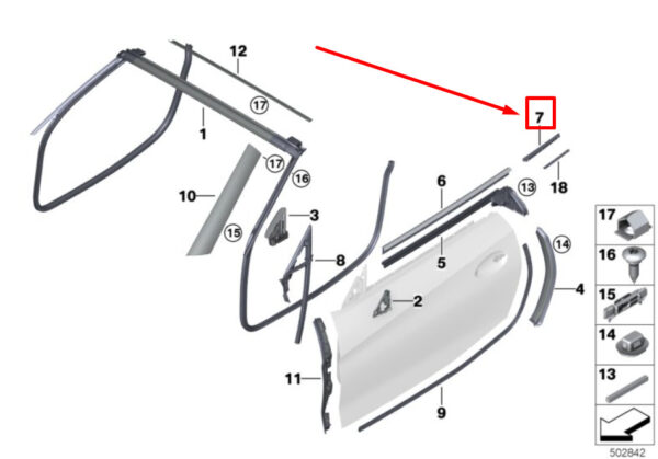 BMW Z4 G29 Right Strip Side Panel 51338073930 8073930 ORIGINAL