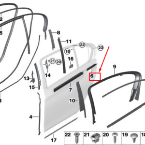 BMW 7 G11 Inner Rear Right Window Cavity Short Strip 51357380534 ORIGINAL