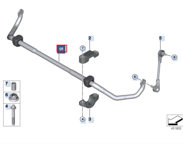 BMW 5 G30 Front Anti-Roll Sway Bar 31306873462 6873462 ORIGINAL
