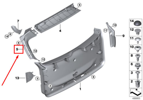 BMW X3 G01, F97 Left Inner Tailgate Trim Panel 51497484141 7484141 ORIGINAL
