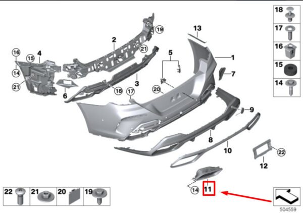 BMW M8 G16 Rear Right Exhaust Tailpipe Trim 51128078546 8078546 ORIGINAL