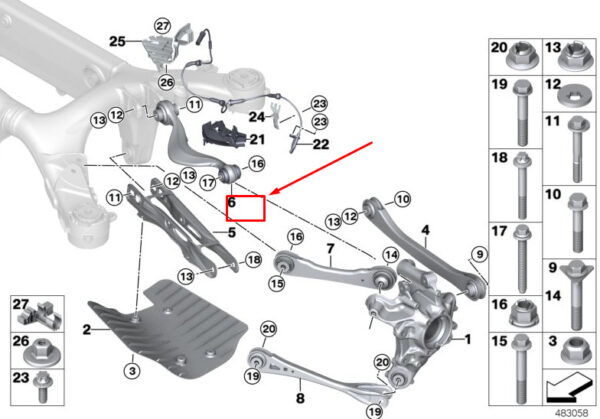 BMW X3 G01 Rear Right Wishbone With Rubber Mount 33306871012 ORIGINAL