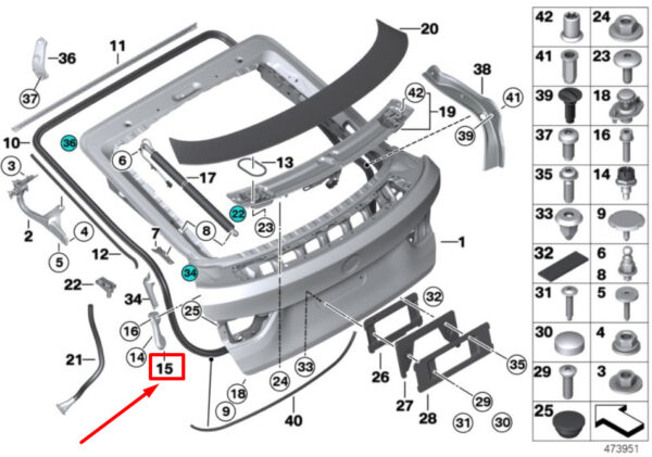 BMW 4 Gran Coupe F36 Rear Left Outer Support 51247314625 7314625 ORIGINAL