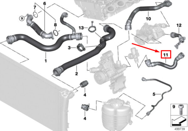 BMW 3 G20 Radiator Coolant Hose 17128689864 8689864 ORIGINAL