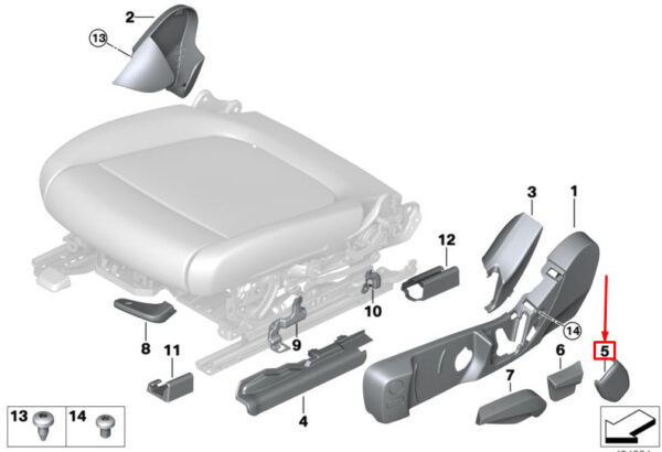 BMW 3 G20 Front Right Belt Catch Cover 52107479526 ORIGINAL