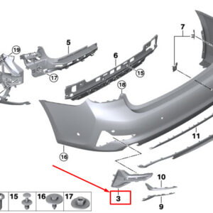 BMW 3 G20 Rear Left Bumper Trim Panel Cover 51127463621 ORIGINAL