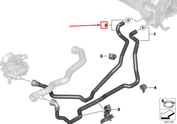 BMW X3 G01 Engine Coolant Return Hose 64219354463 ORIGINAL