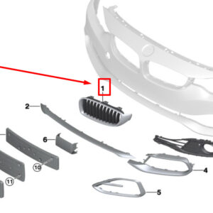 BMW 4 Gran Coupe F36 Front Bumper Right Grill 51139491772 9491772 ORIGINAL