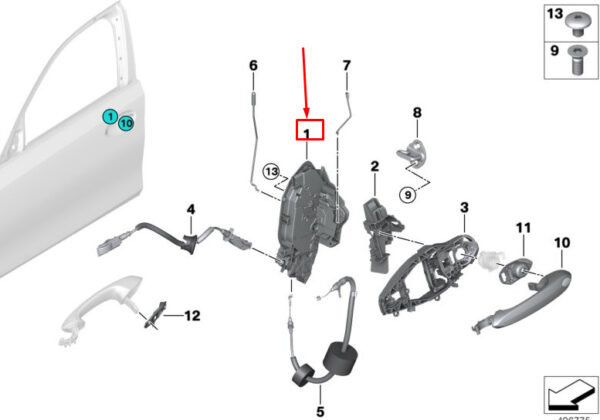 BMW 3 G20 Front Right Door System Latch 51217445044 ORIGINAL