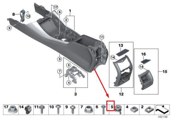 BMW X3 G01 Center Console Adjustment Element 9390184 51169390184 ORIGINAL