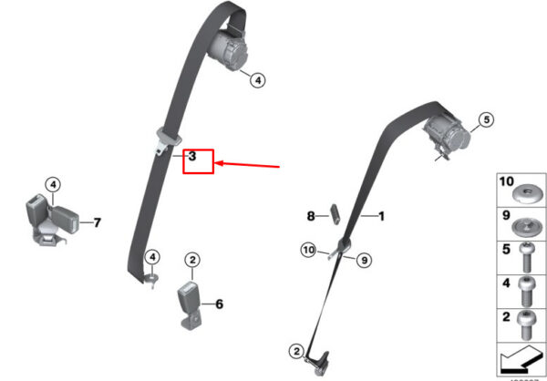 BMW X3 G01 Rear Middle Seatbelt 72117470260 ORIGINAL