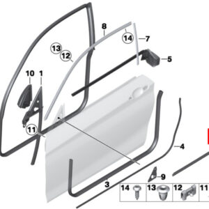 BMW 2 F22 Front Right Door Channel Sealing 51337267904 7267904 ORIGINAL