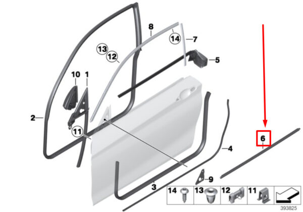 BMW 2 F22 Front Right Door Channel Sealing 51337267904 7267904 ORIGINAL