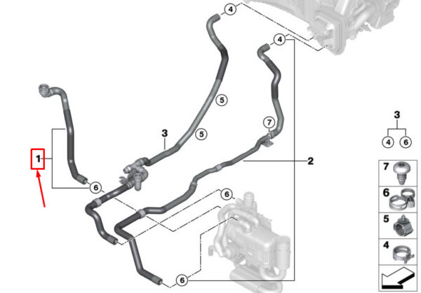 BMW X7 G07 Engine Coolant Feed Hose 64219398810 ORIGINAL